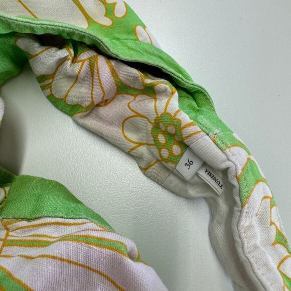 Sandro Dress Womens 36 Small Green Floral Ludmila Cutout Midi Linen Blend - Picture 7 of 15